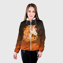 Куртка с капюшоном женская Огненный единорог, цвет: 3D-белый — фото 2