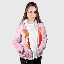 Куртка с капюшоном женская Милый корги, цвет: 3D-белый — фото 2