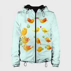 Куртка с капюшоном женская Птицы, цвет: 3D-черный