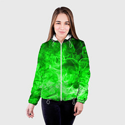 Куртка с капюшоном женская ОГОНЬ GREEN NEON, цвет: 3D-белый — фото 2