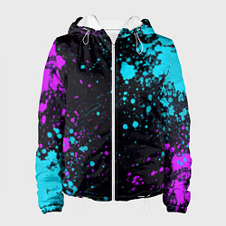 Куртка с капюшоном женская БРЫЗГИ КРАСКИ NEON, цвет: 3D-белый
