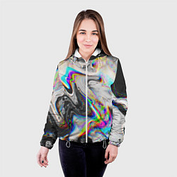 Куртка с капюшоном женская DIGITAL ABSTRACT GLITCH, цвет: 3D-белый — фото 2