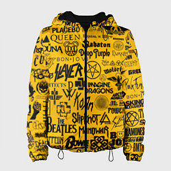 Куртка с капюшоном женская ЛОГОТИПЫ РОК ГРУПП, цвет: 3D-черный