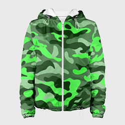 Куртка с капюшоном женская CAMOUFLAGE GREEN, цвет: 3D-белый