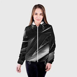 Куртка с капюшоном женская GEOMETRY STRIPES BLACK & WHITE, цвет: 3D-белый — фото 2