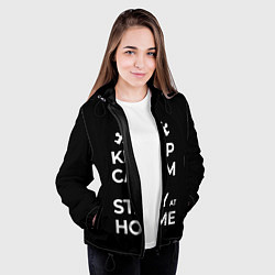 Куртка с капюшоном женская Keep calm and stay at home, цвет: 3D-черный — фото 2
