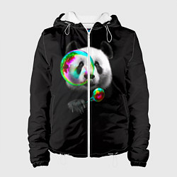 Куртка с капюшоном женская Панда и мыльный пузырь, цвет: 3D-белый