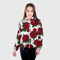 Куртка с капюшоном женская Винтажные розы, цвет: 3D-белый — фото 2