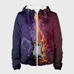 Куртка с капюшоном женская Гитара огня, цвет: 3D-белый