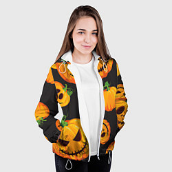 Куртка с капюшоном женская Весёлые тыквы, цвет: 3D-белый — фото 2