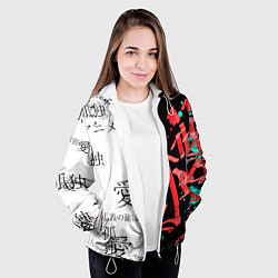 Куртка с капюшоном женская Японские надписи, цвет: 3D-белый — фото 2