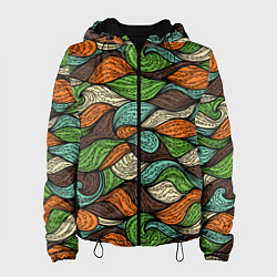 Куртка с капюшоном женская Абстрактные волны, цвет: 3D-черный