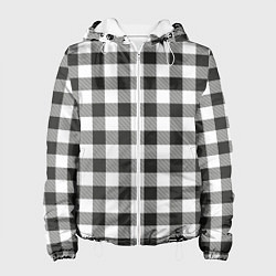 Куртка с капюшоном женская Черно-белая клетка, цвет: 3D-белый