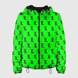 Куртка с капюшоном женская Эл паттерн зеленый, цвет: 3D-черный