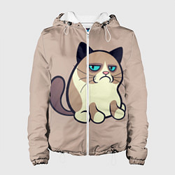Куртка с капюшоном женская Великий Grumpy Cat, цвет: 3D-белый