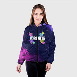 Куртка с капюшоном женская Ламы фортнайт в космосе, цвет: 3D-черный — фото 2