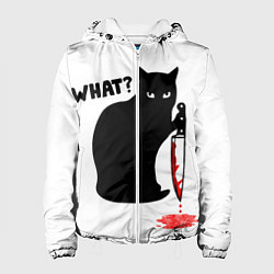 Куртка с капюшоном женская What Cat, цвет: 3D-белый