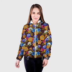 Куртка с капюшоном женская Exotic Flowers, цвет: 3D-белый — фото 2