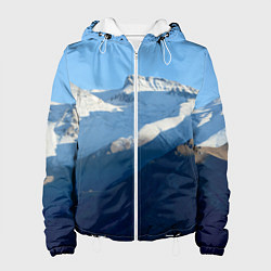 Куртка с капюшоном женская Снежные горы, цвет: 3D-белый