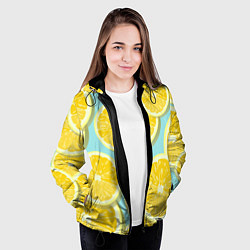 Куртка с капюшоном женская Лимончики, цвет: 3D-черный — фото 2