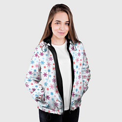 Куртка с капюшоном женская Снежинки, цвет: 3D-черный — фото 2