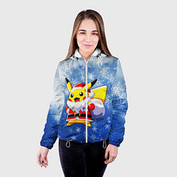 Куртка с капюшоном женская НОВОГОДНИЙ ПИКАЧУ, цвет: 3D-белый — фото 2