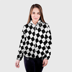 Куртка с капюшоном женская Клетки, цвет: 3D-белый — фото 2