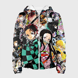 Куртка с капюшоном женская Клинок рассекающий демонов, цвет: 3D-белый