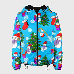 Куртка с капюшоном женская Новый год, цвет: 3D-черный