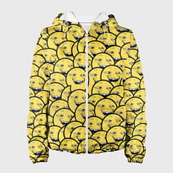 Куртка с капюшоном женская Йоба-смайлики, цвет: 3D-белый