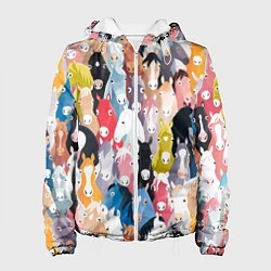 Куртка с капюшоном женская Цветные лошади, цвет: 3D-белый