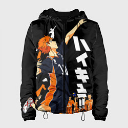 Куртка с капюшоном женская ВОЛЕЙБОЛ!! HAIKYUU!!, цвет: 3D-черный
