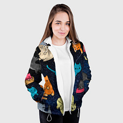 Куртка с капюшоном женская Космические котики, цвет: 3D-белый — фото 2