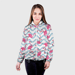 Куртка с капюшоном женская Фламинго Волны, цвет: 3D-белый — фото 2