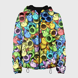 Куртка с капюшоном женская Цветные Поп Котики, цвет: 3D-черный