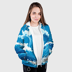 Куртка с капюшоном женская Волны, цвет: 3D-белый — фото 2