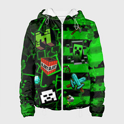 Куртка с капюшоном женская Minecraft Майнкрафт, цвет: 3D-белый