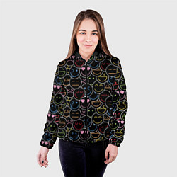 Куртка с капюшоном женская SLAVA MARLOW - Неоновые смайлы, цвет: 3D-черный — фото 2