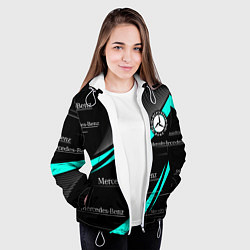 Куртка с капюшоном женская MERCEDES BENZ АКВАМАРИНОВЫЙ, цвет: 3D-белый — фото 2