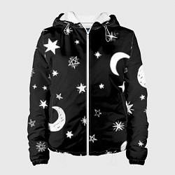 Куртка с капюшоном женская Звездное небо, цвет: 3D-белый