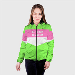 Куртка с капюшоном женская Eat pussy Its vegan, цвет: 3D-черный — фото 2