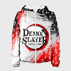 Куртка с капюшоном женская КЛИНОК, РАССЕКАЮЩИЙ ДЕМОНОВ, цвет: 3D-белый
