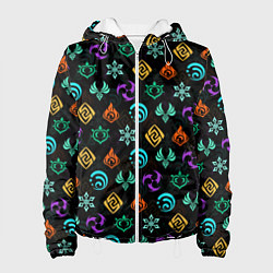 Куртка с капюшоном женская GENSHIN IMPACT ЭМБЛЕМЫ, цвет: 3D-белый