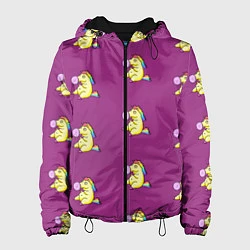 Куртка с капюшоном женская Фиолетовые пони, цвет: 3D-черный