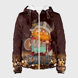 Куртка с капюшоном женская Valheim мультяшный викинг, цвет: 3D-белый
