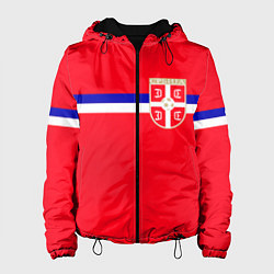 Куртка с капюшоном женская Сборная Сербии, цвет: 3D-черный
