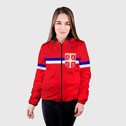 Куртка с капюшоном женская Сборная Сербии, цвет: 3D-черный — фото 2
