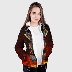 Куртка с капюшоном женская Valheim Череп викинга, цвет: 3D-белый — фото 2