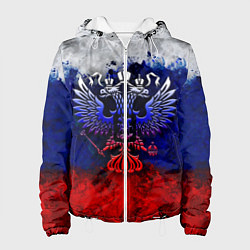 Куртка с капюшоном женская Россия Russia Герб, цвет: 3D-белый