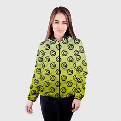 Куртка с капюшоном женская Узор спиральки на желтом фоне, цвет: 3D-черный — фото 2